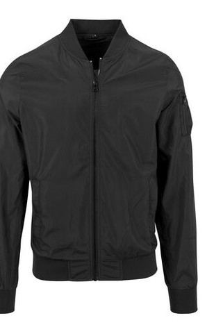 Build Your Brand BY045 - Mens Classic Ribbed Bomber Jacket with Sleeve Pocket