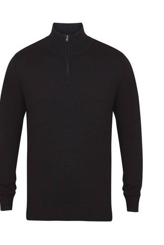 Henbury HY729 - Mens Soft Touch Zip Neck Sweater