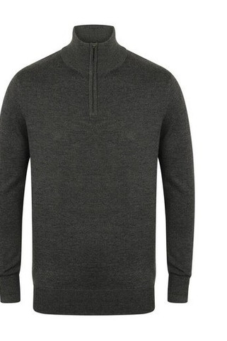 Henbury HY729 - Mens Soft Touch Zip Neck Sweater