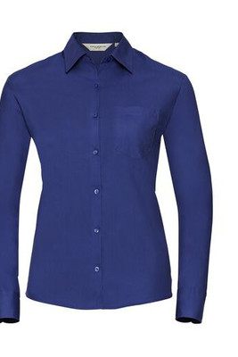Russell Collection JZ36F - Pflegeleichte Damen Langarm Bluse aus Baumwolle