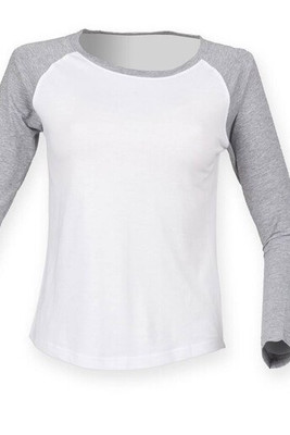SF Women SK271 - T-shirt da baseball a maniche lunghe da donna