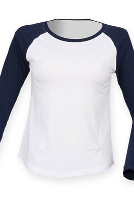 SF Women SK271 - T-shirt da baseball a maniche lunghe da donna