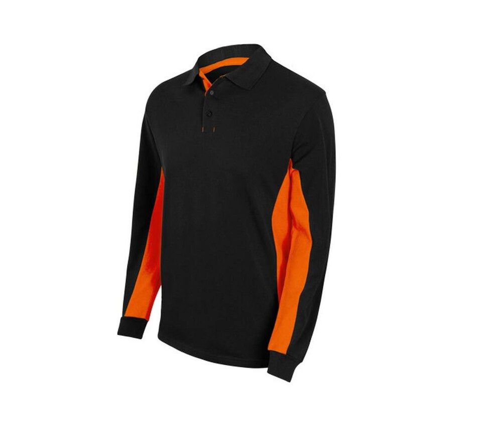 VELILLA V5514 - LONG SLEEVE TWO-TONE POLO SHIRT - Black / Orange