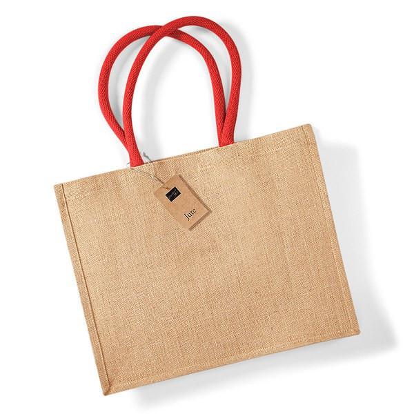 Westford mill WM412 - Eco-Friendly Burlap Tote with Cotton Handles