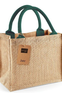 Westford mill WM412 - Petit Sac en Toile de Jute - poignées en coton - dimensions 26x22x14cm