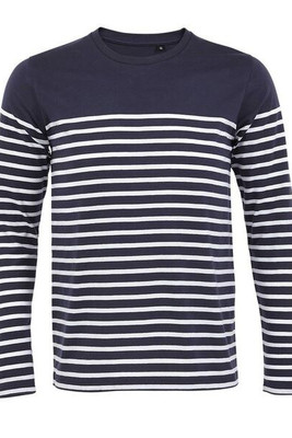 SOL'S 03099 - Herre Langærmet Stribet T-Shirt i Blød Bomuld