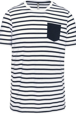 Kariban K378 - T-shirt rayé marin avec poche manches courtes