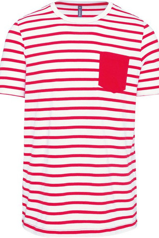 Kariban K378 - T-shirt rayé marin avec poche manches courtes