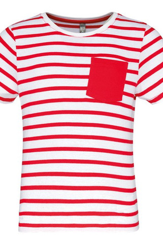 Kariban K379 - T-shirt rayé marin avec poche manches courtes enfant