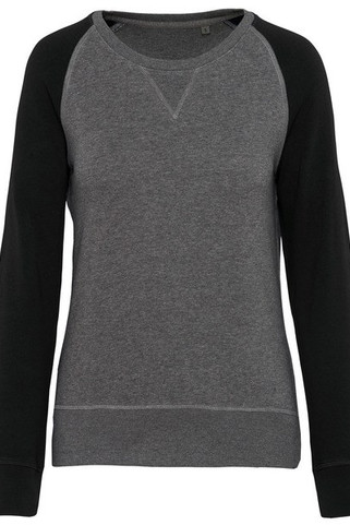 Kariban K492 - Tweekleurige damessweater BIO ronde hals raglanmouwen