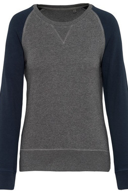 Kariban K492 - Ladies two-tone organic crew neck raglan sleeve sweatshirt