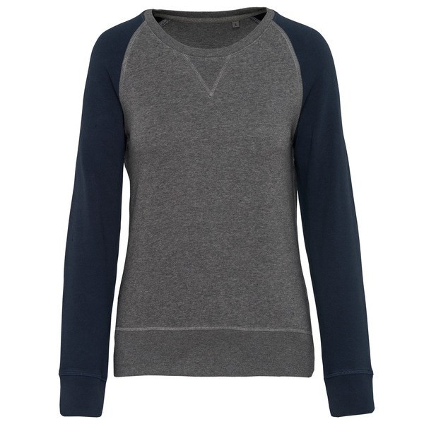 Kariban K492 - Sweat-shirt BIO bicolore col rond manches raglan femme