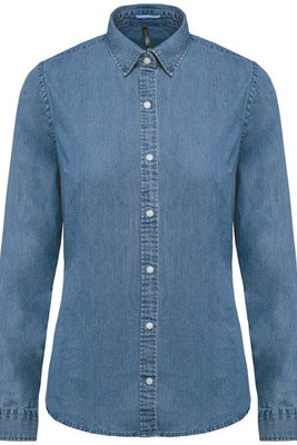 Kariban K509 - Damen Slim Fit Denim Hemd mit Vintage-Look