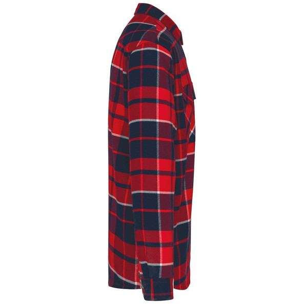 Kariban K579 Karo-Hemdjacke mit Sherpa-Futter Rot Marineblau