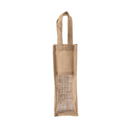 Kimood KI0267 - Eco-Friendly Jute Wine Bottle Carrier with Window