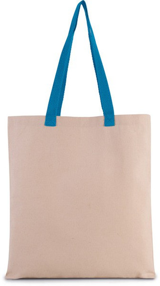 Kimood KI0277 - Flat canvas shopping bag with contrasting handles