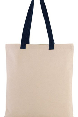 Kimood KI0277 - Flat canvas shopping bag with contrasting handles