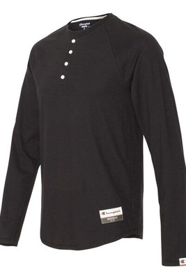 Champion AO380 - Adult Long Sleeve Slub Henley
