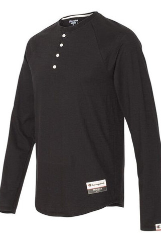 Champion AO380 - Adult Long Sleeve Slub Henley
