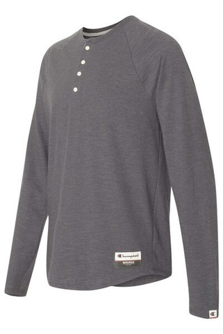 Champion AO380 - Adult Long Sleeve Slub Henley