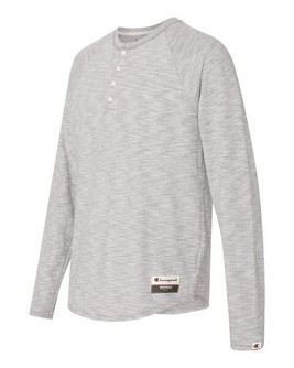 Champion AO380 - Adult Long Sleeve Slub Henley