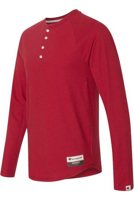 Champion AO380 - Adult Long Sleeve Slub Henley