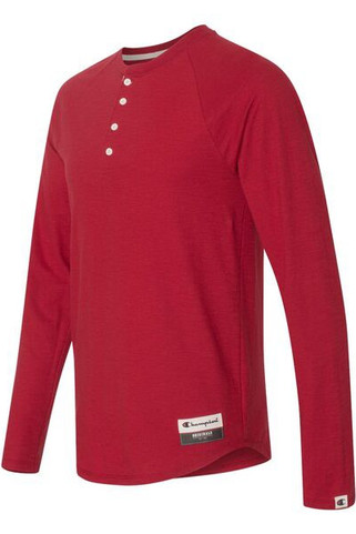 Champion AO380 - Adult Long Sleeve Slub Henley