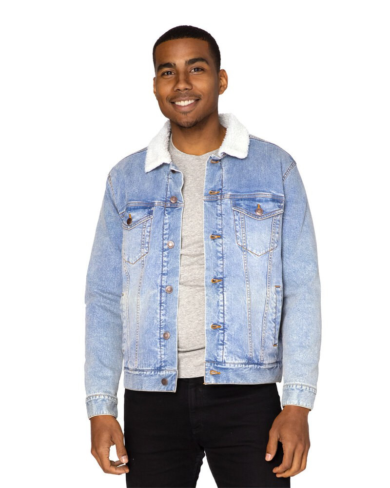 PALE JADE☆Denim Shearling Coat Acne Studios - Denim fur trim jacket - Oversized fit - Mid blue