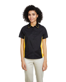 Harriton M586W - Chemise à manches courtes Flash Il Colorblock pour femme