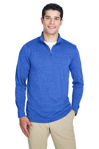 UltraClub 8618 - Mens Cool & Dry Heathered Performance Quarter-Zip