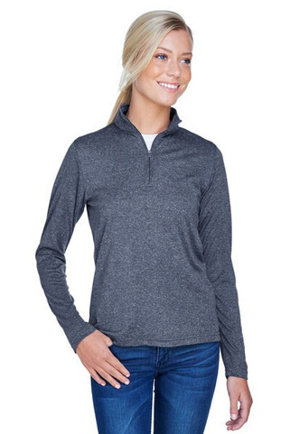 UltraClub 8618W - Ladies Cool & Dry Heathered Performance Quarter-Zip