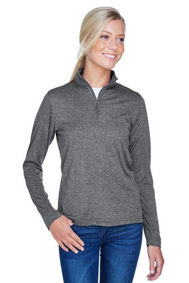 UltraClub 8618W - Ladies Cool & Dry Heathered Performance Quarter-Zip