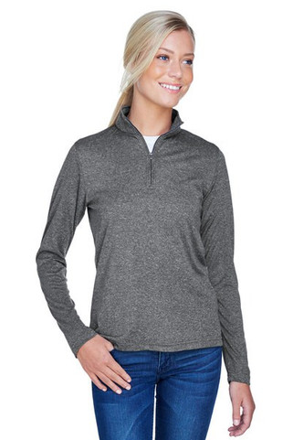 UltraClub 8618W - Ladies Cool & Dry Heathered Performance Quarter-Zip