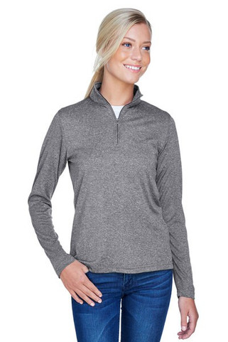 UltraClub 8618W - Ladies Cool & Dry Heathered Performance Quarter-Zip