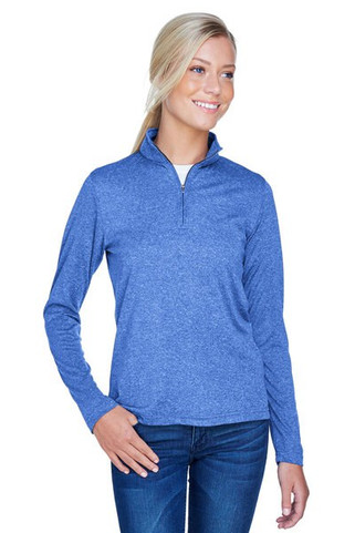 UltraClub 8618W - Ladies Cool & Dry Heathered Performance Quarter-Zip