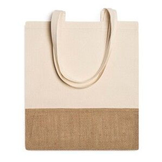 WAVE Eco shopping bag made of 120 gsm cotton and jute in natural colour - EgotierPro BO7556
