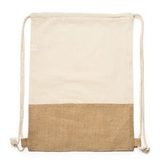 WILKES Eco drawstring backpack made of 120 gsm cotton and jute in natural colour - EgotierPro BO7557