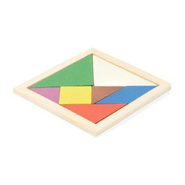 LEIS Tangram puzzel gemaakt van hout met 7 gekleurde stukjes - EgotierPro JU0111