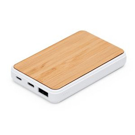 Stamina PB3355 - ROSSUM Powerbanka s kapacitou 5 000 mAh s bílým tělem z ABS a horním povrchem z bambusu