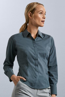 Russell Collection R924F - Ladies Fitted Easy Care Long Sleeve Poplin Shirt