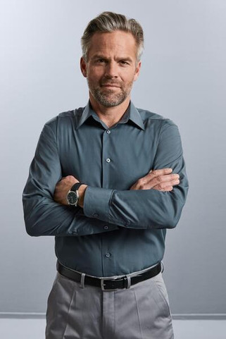 Russell Collection R924M - Mens Tailored Fit Easy Care Poplin Dress Shirt