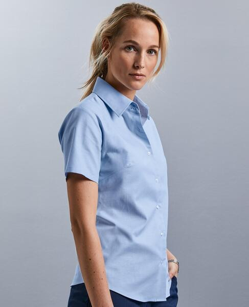 Russell Collection R933F - Elegant Ladies Fitted Oxford Short Sleeve Shirt