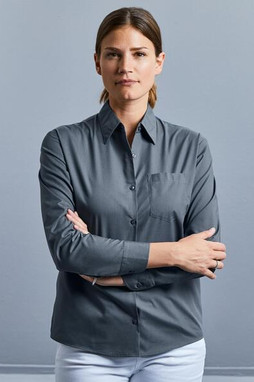 Russell Collection R934F - Womens Long Sleeve Easy-Care Poplin Work Shirt