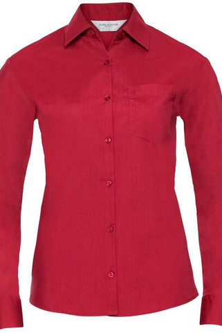 Russell Collection R934F - Womens Long Sleeve Easy-Care Poplin Work Shirt