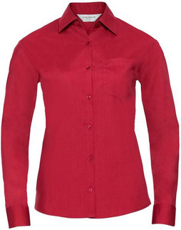 Russell Collection R934F - Womens Long Sleeve Easy-Care Poplin Work Shirt