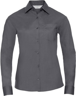 Russell Collection R934F - Womens Long Sleeve Easy-Care Poplin Work Shirt