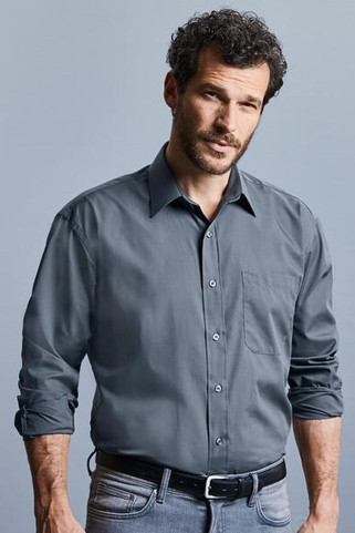 Russell Collection R934M - Mens Long Sleeve Easy-Care Poplin Work Shirt