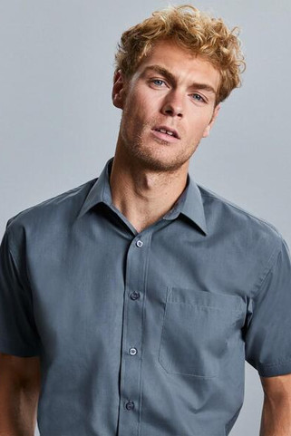 Russell Collection R935M - Mens Classic Fit Short Sleeve Poplin Shirt