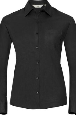 Russell Collection R936F - Poplin Easy Care Pure Cotton Long Sleeve Shirt Ladies