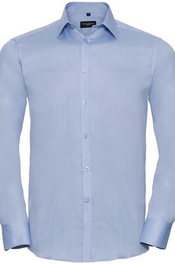Russell Collection R962M - Elegant Herringbone Tailored Long Sleeve Mens Shirt